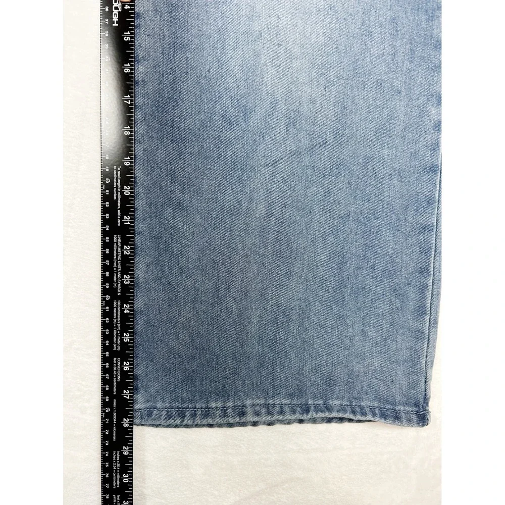 Riley & James Womens Wide Leg Jeans Medium Wash LA 07 Patch Denim Size L
